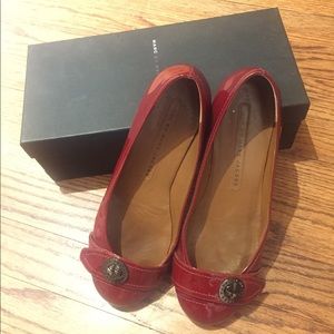 Marc by Marc Jacobs patent leather brick red flats